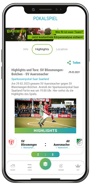 Highlight-Video vom Spiel SV Bliesmengen-Bolchen gegen SV Auersmacher in Vereinsticket App