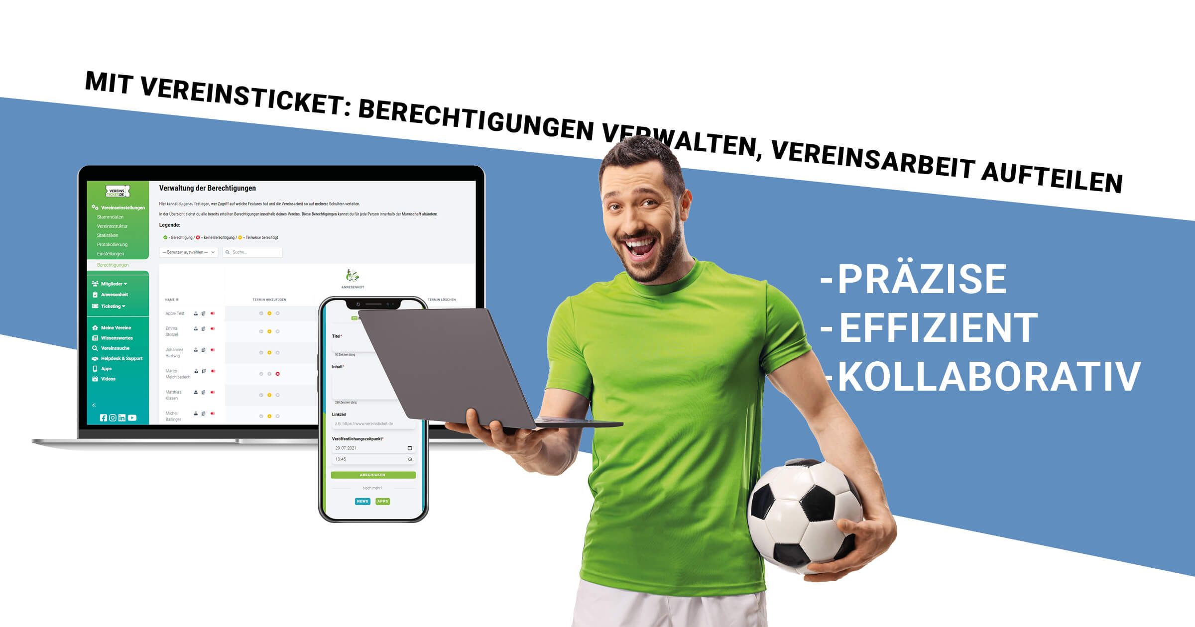 Header Berechtigungen verwalten mit Vereinsticket