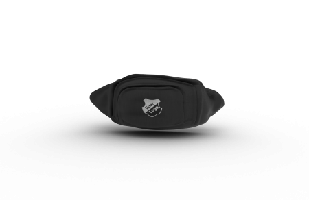 Schwarzer Hip-Bag mit generischem Vereins-Logo und der Aufschrift "Euer Logo"