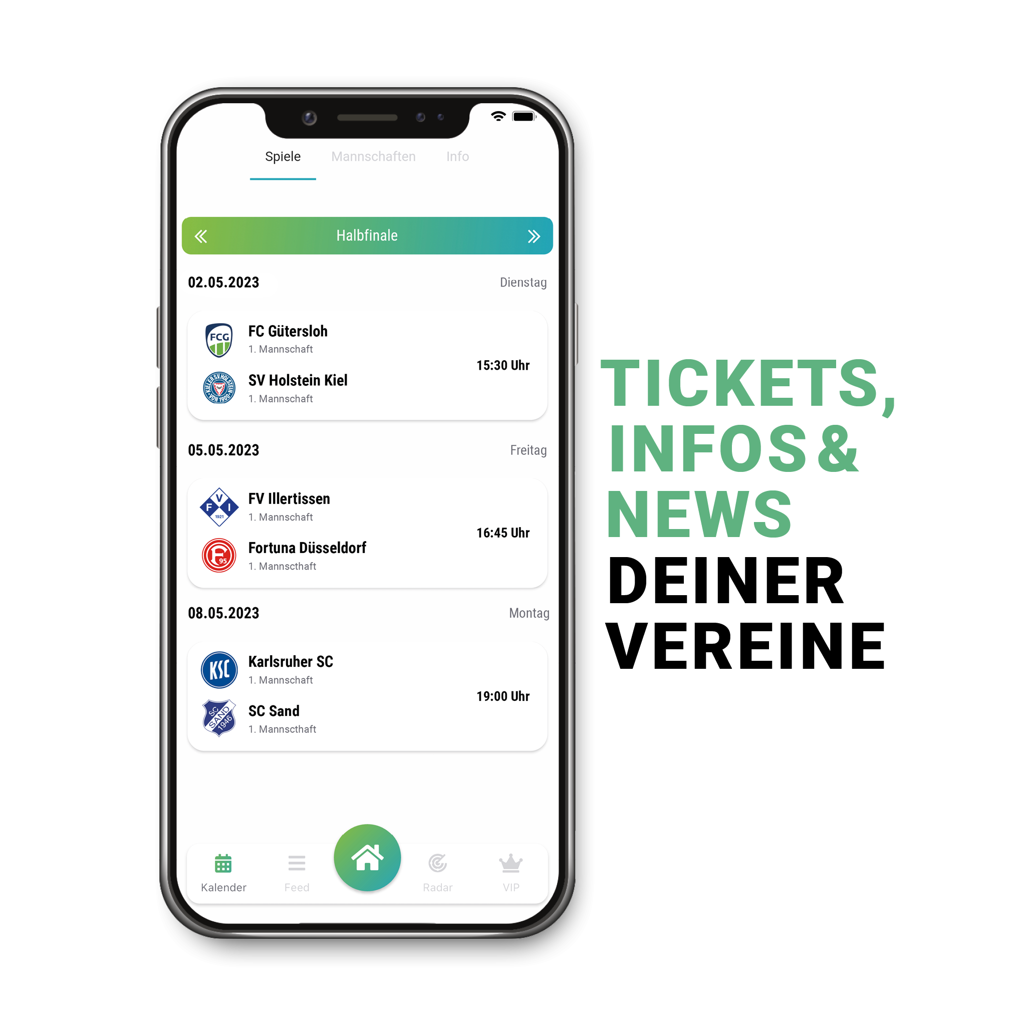 Vereinsticket App mit aktuellen Termin-Highlights