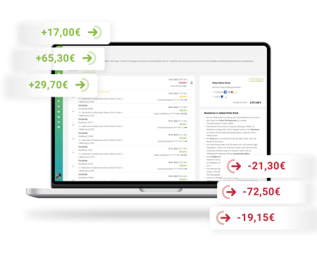 Laptopscreen mit Überblick über Zahlungen
