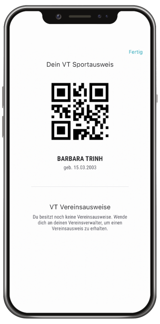 Screenshot QR Code in Vereinsticket App