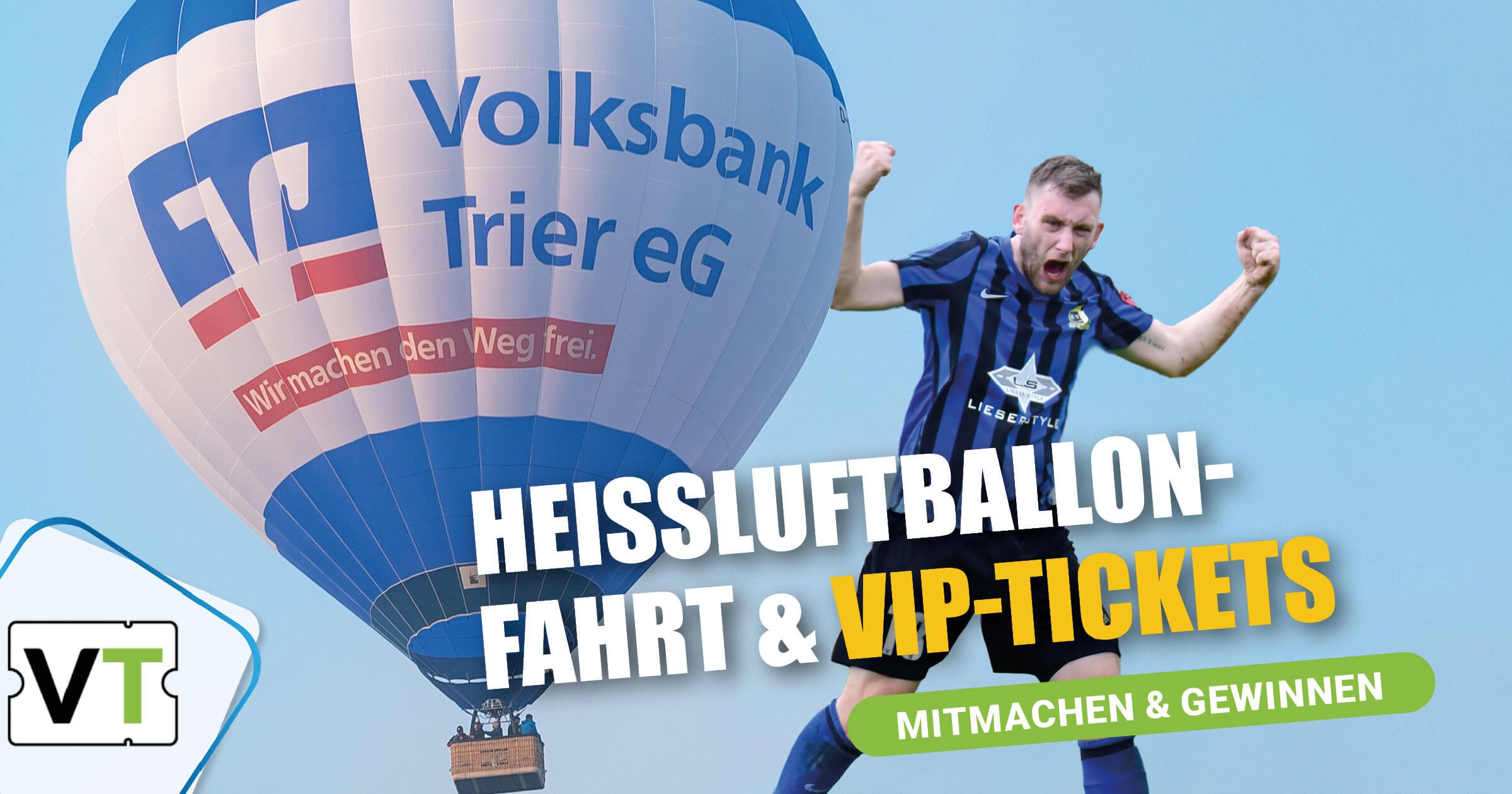 Volksbank Trier Heißluftballon und Eintracht Trier Spieler