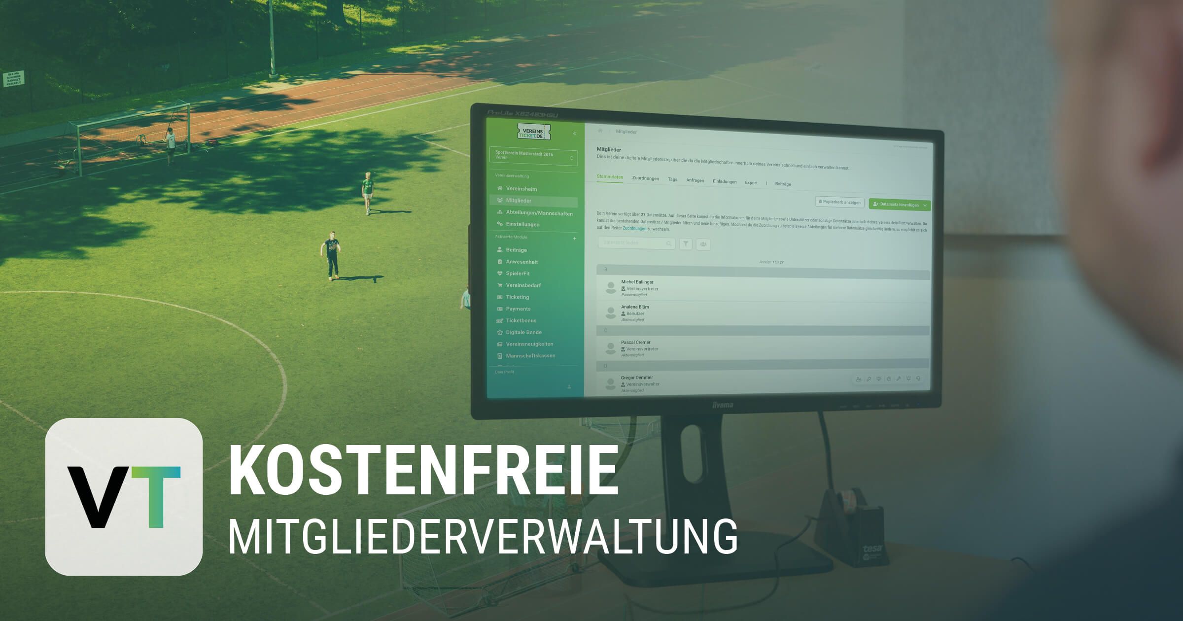 Header Mitgliederverwaltung für Sportvereine mit Vereinsticket