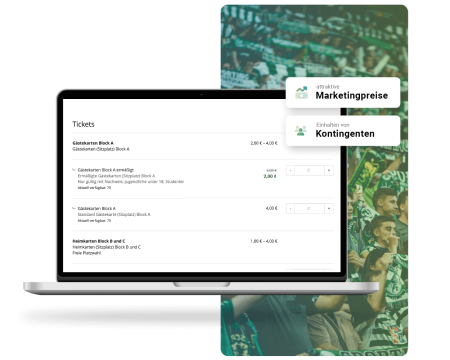 Laptopscreen von Marketingpreisen, Bild von Publikum im Hintergrund