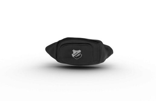 Schwarzer Hip-Bag mit generischem Vereins-Logo und der Aufschrift "Euer Logo"