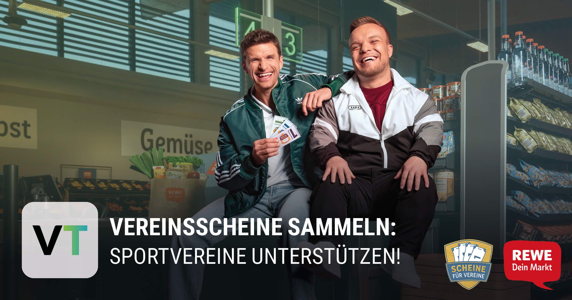 Thomas Müller und Nico Kappel in einer Rewefiliale