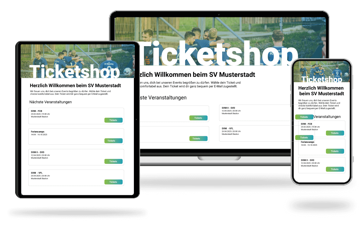 Laptop-, Tablet- und Handyscreen Ticketshop