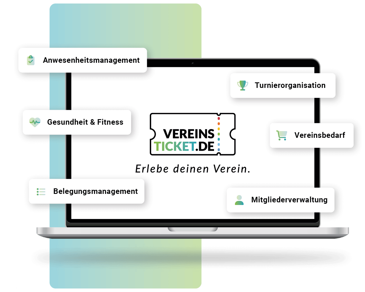 Laptopscreen Vereinsticket Logo, Kacheln mit Angeboten
