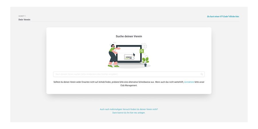 Screenshot Verein registrieren 