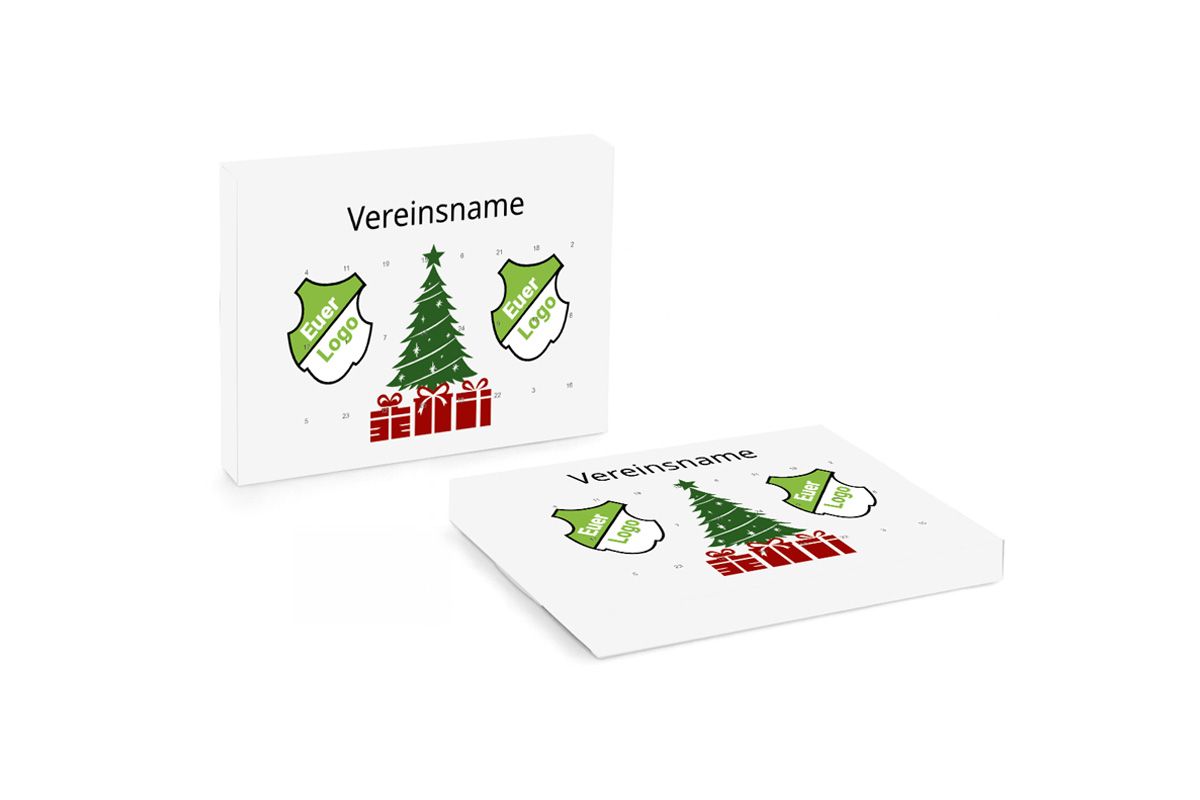 Schokoadventskalender in Vereinsdesign