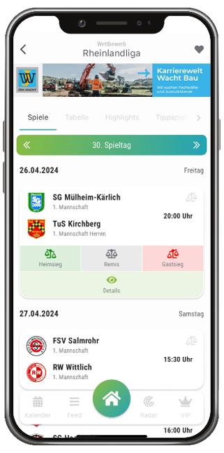 Vereinsticket App VT Fansports mit Vereinssuche