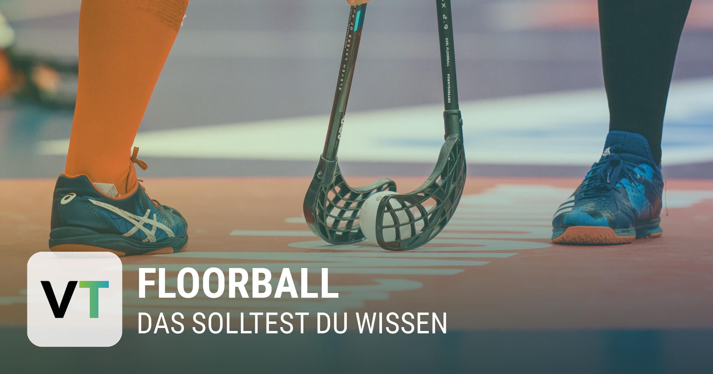 Ein Bully beim Floorball mit dem Text "Floorball - Das solltest du wissen"