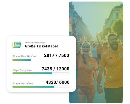 Beispiel Darstellung Ticketstapel, Bild von Fanmarsch vor einem Spiel