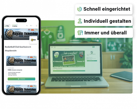 Laptop, Tablet und Smartphone zeigen verschiedene Ticketshops