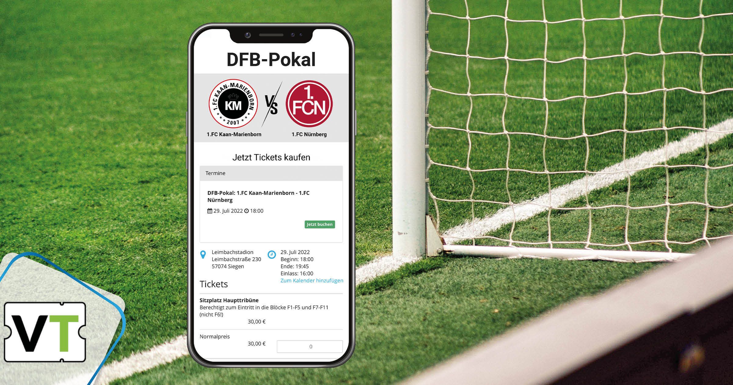 Vorverkauf für DFB-Pokalspiel Kaan-Marienborn gegen Nürnberg läuft über Vereinsticket